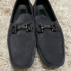 Ferragamo Grey Suede Men’s Loafer Camouflage Bottom